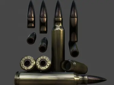 556x45mm NATO Cartridge Low-poly 3D model