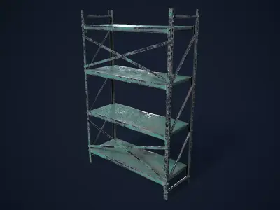 Metal Industrial Shelf 3D model 3D model