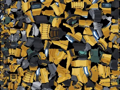 Futuristic Yellow Gun 3D model 2