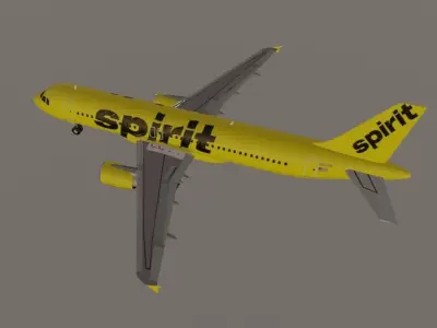 Spirit Airlines airbus a320 low poly 3D model Low-poly 3D model