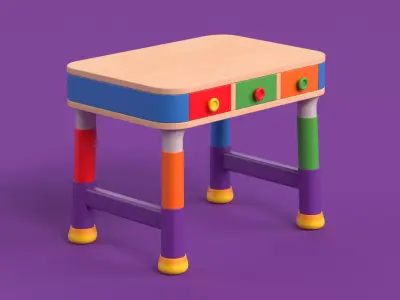 Table 15 Study Table for Kids with Storage Low-poly 3D model