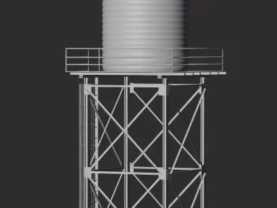 Industrial Water Tower 3D Model 3D model