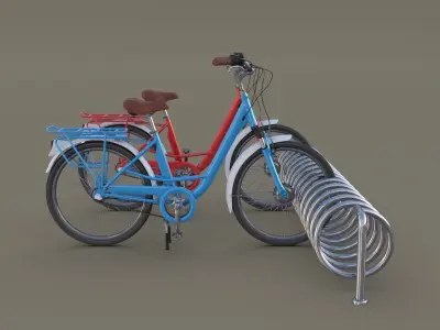Bike Stand with Bikes 3D model