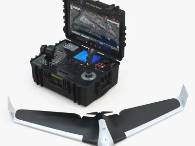 UAV Control Station with Drone 3D model