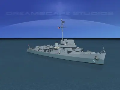 Evarts Class Destroyer DE3 USS Barry 3D model