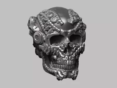 Mechanical Mayhem Cyberpunk 3D Model Skull with Biomechanical  3D print model