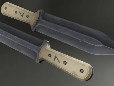 Stylized Military Knife Low-poly 3D model order