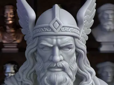 Odin Bust Sculpture 3D Printable STL File 3D print model
