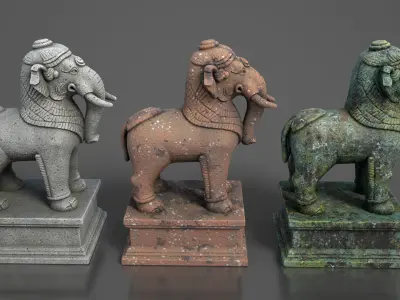 Ancient Khmer Statue25-250523 Low-poly 3D model