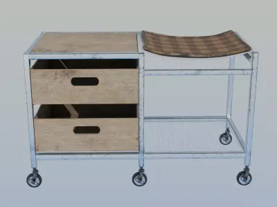 Industrial Rolling Storage Cart Low-poly 3D model