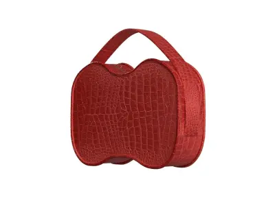 Red Leather Pouch Bag 3D model