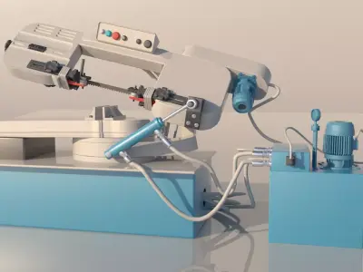 Bandsaw Machine Low-poly 3D model