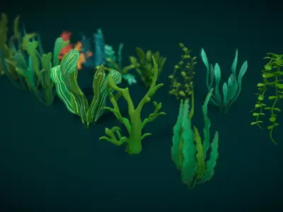 Cartoon Seaweed 10 Low-poly 3D model