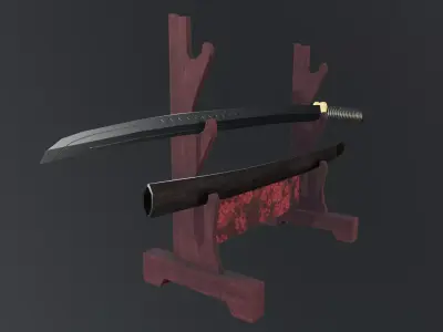 Japanese katana Low-poly 3D model buy