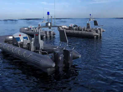 Zodiac Police Boat Low-poly 3D model