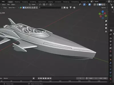 Futuristic Jet Boat 3D print model