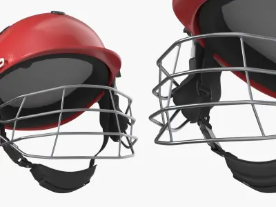  Cricket Headgear with Metal Face Cage Red 