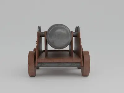 Cannon PBR Low Poly Model wooden toy Free low-poly 3D model