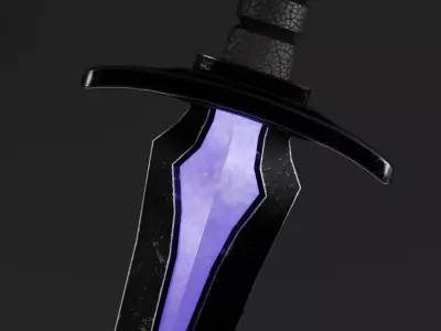 medieval fantasy Dagger the Violet Requiem Game ready PBR Low-poly 3D model