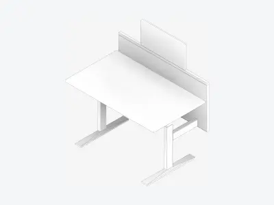 Desk - Single - Officetec - Angular - Linear - Adjustable Height Low-poly 3D model