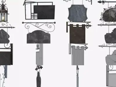 Signboards metal frame 3D Model Pack