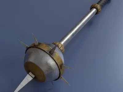 Set of five maces Low-poly 3D model