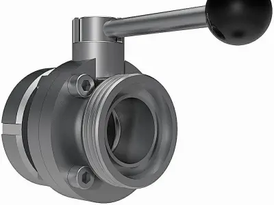 Manual Butterfly Valves - DIN11851 Female x Male Ends -  3D model