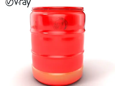 High-Gloss Cherry Red Plastic Drum Model Pack Low-poly 3D model