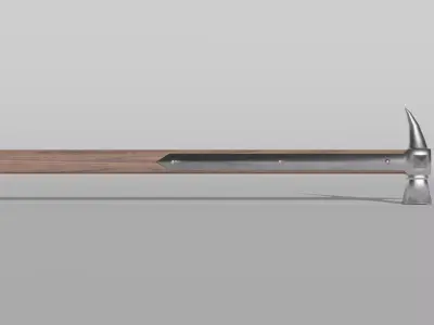 Warhammer wooden hammer with metal handle Low-poly 3D model