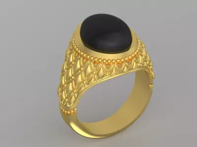 Man onyx and gold STL ring with pattern model mr0009 3D print model