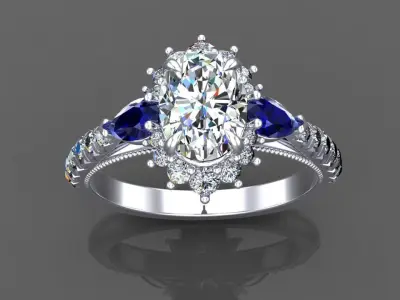 Engagement oval ring 3D model