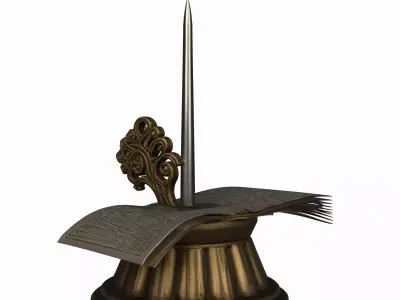 Antique Bank Receipt Spike Ornate Finial and Weighted Base 3D 3D model