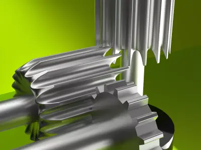  Mechanical Gear with Chrome and Glossy texture Low-poly 3D model