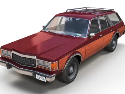 American station wagon Low-poly 3D model
