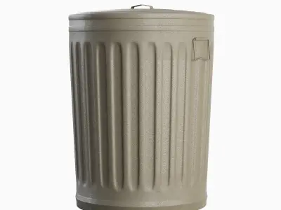 Steel Trash Can Set 3D model
