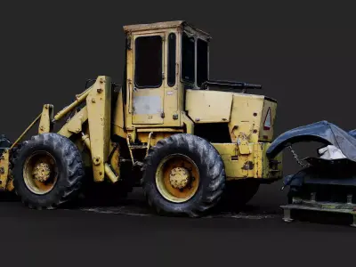 excavator machinery construction site PBR photogrammetry Low-poly 3D model