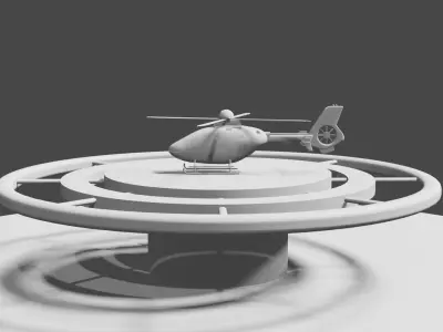 Helicopter with helipad  Low-poly 3D model