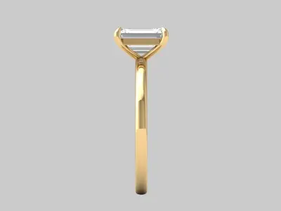 Emerald Solitaire Ring 3D print model 9