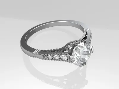 Art deco engagement ring 3D print model