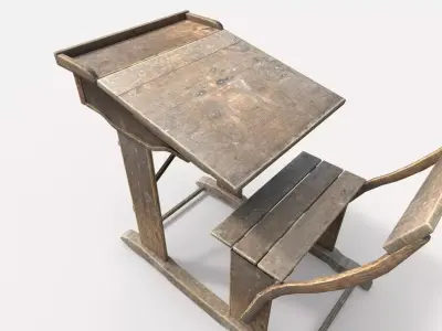 Old Vintage School Desk 3D model