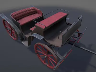 Old Carriage - GameReady Low-poly 3D model