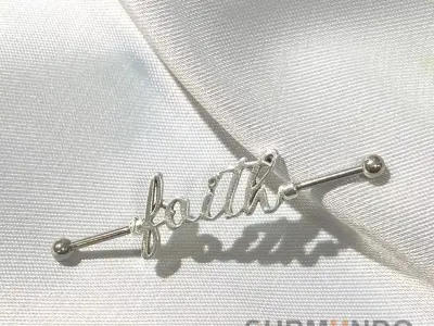 Set 3 model Piercing script Faith industrial barbell  3D print model