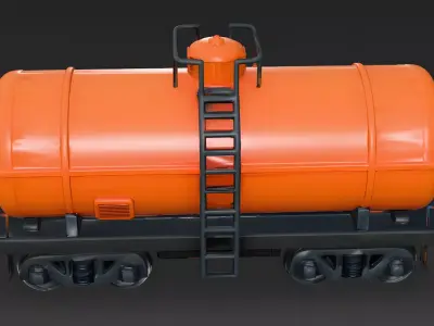 Stylized Cartoon Toy Tanker Orange Train 3d model Low-poly 3D model