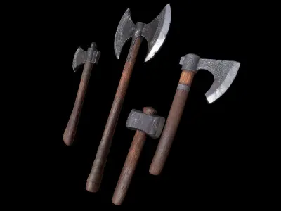 Axes of the Vikings Low-poly 3D model