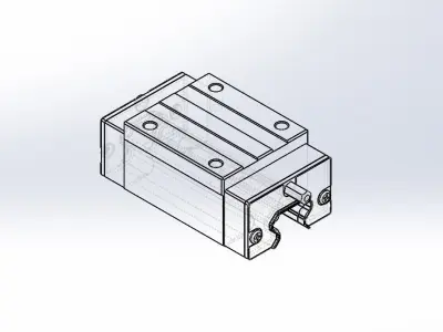 Flat Linear Bearing and Rail 20mm 3D model