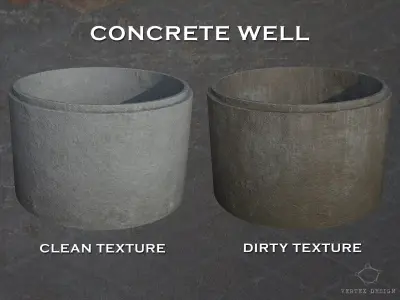Concrete well Low-poly 3D model