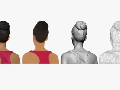 001293 bust of woman in red tank top low poly Low-poly 3D model