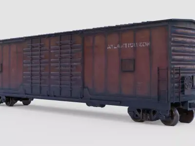BOXCAR  - cargo train PBR Low-poly 3D model