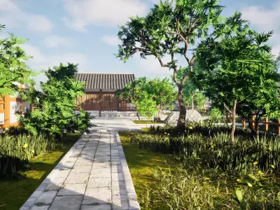 Traditional Asian Village 3D model