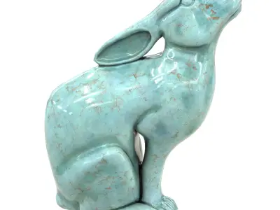 Rabbit marble statues Low-poly 3D model